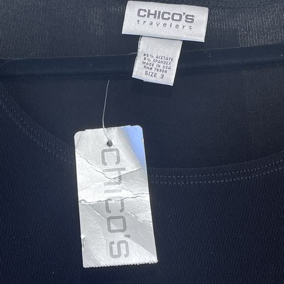 NWT Chico’s Travelers Size 3 16 Black Stretch Tunic Drop Shoulder Long Sleeve - Picture 5 of 8